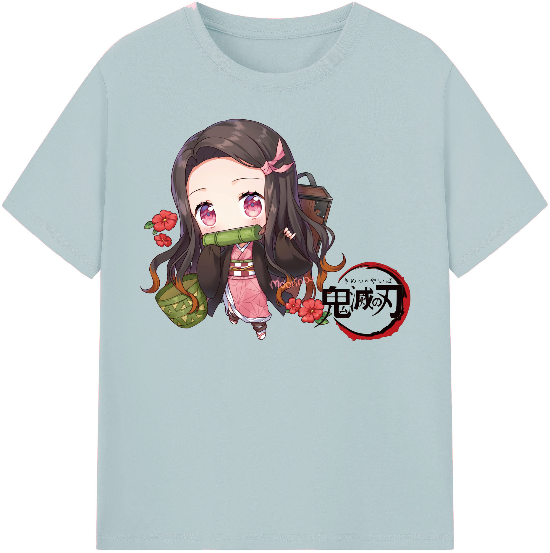 （画像用） 鬼滅の刃（きめつのやいば）竈門 禰󠄀豆子／かまど ねずこ Kamado Nezuko 綿100％半袖Tシャツ（フロントプリント）